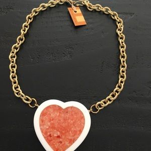Heart necklace gold metal chain 17’